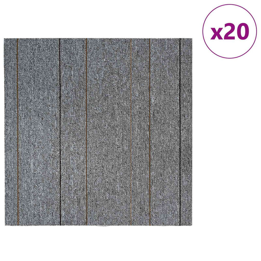 vidaXL Teppichfliese Hellgrau mit Streifen 50 x 50 cm 20 pcs
