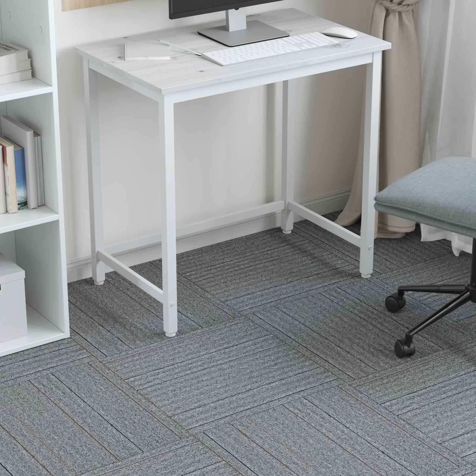 vidaXL Teppichfliese Hellgrau mit Streifen 50 x 50 cm 36 pcs