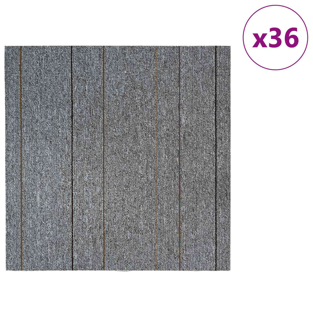 vidaXL Teppichfliese Hellgrau mit Streifen 50 x 50 cm 36 pcs