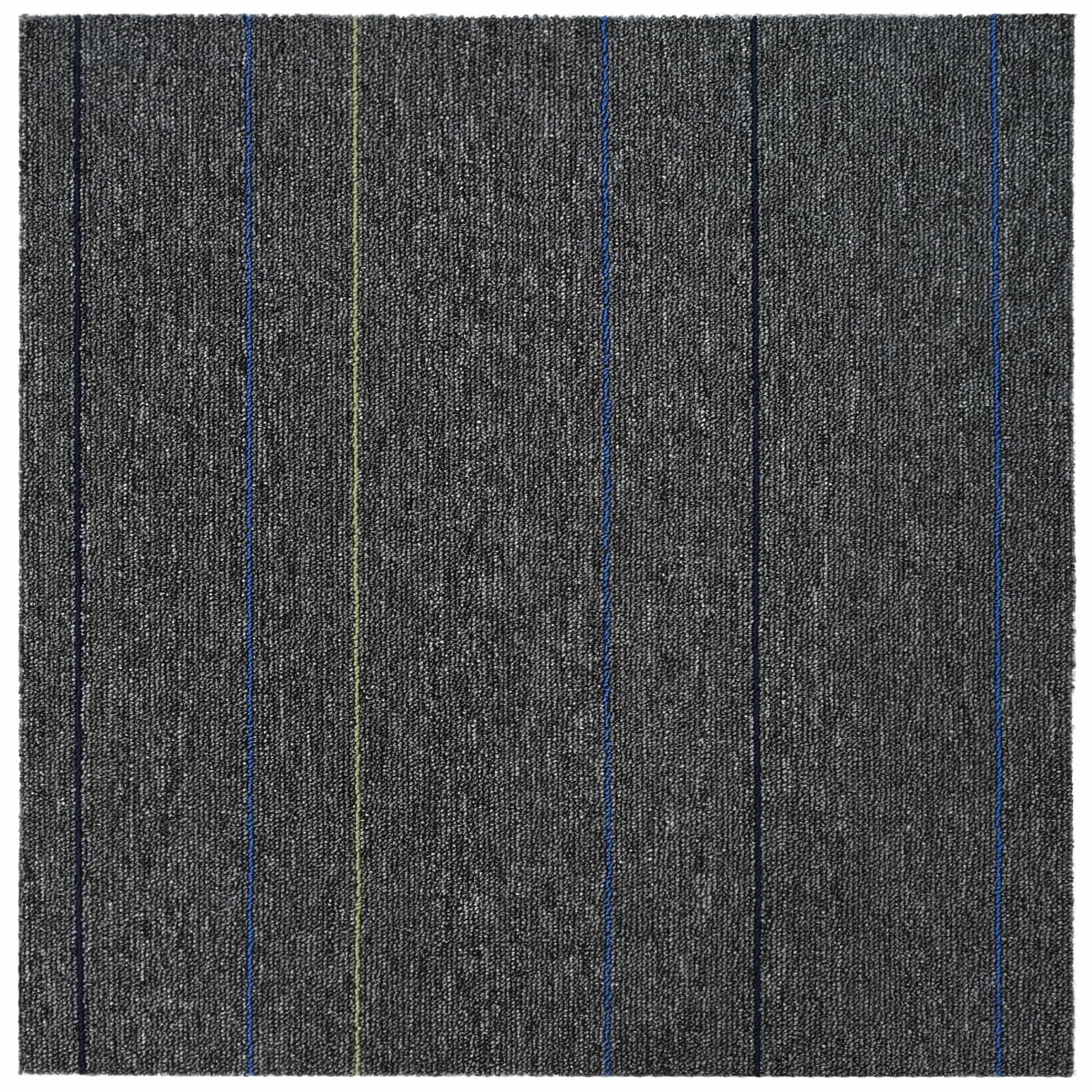 vidaXL Teppichfliese Mittelgrau mit Streifen 50 x 50 cm 4 pcs