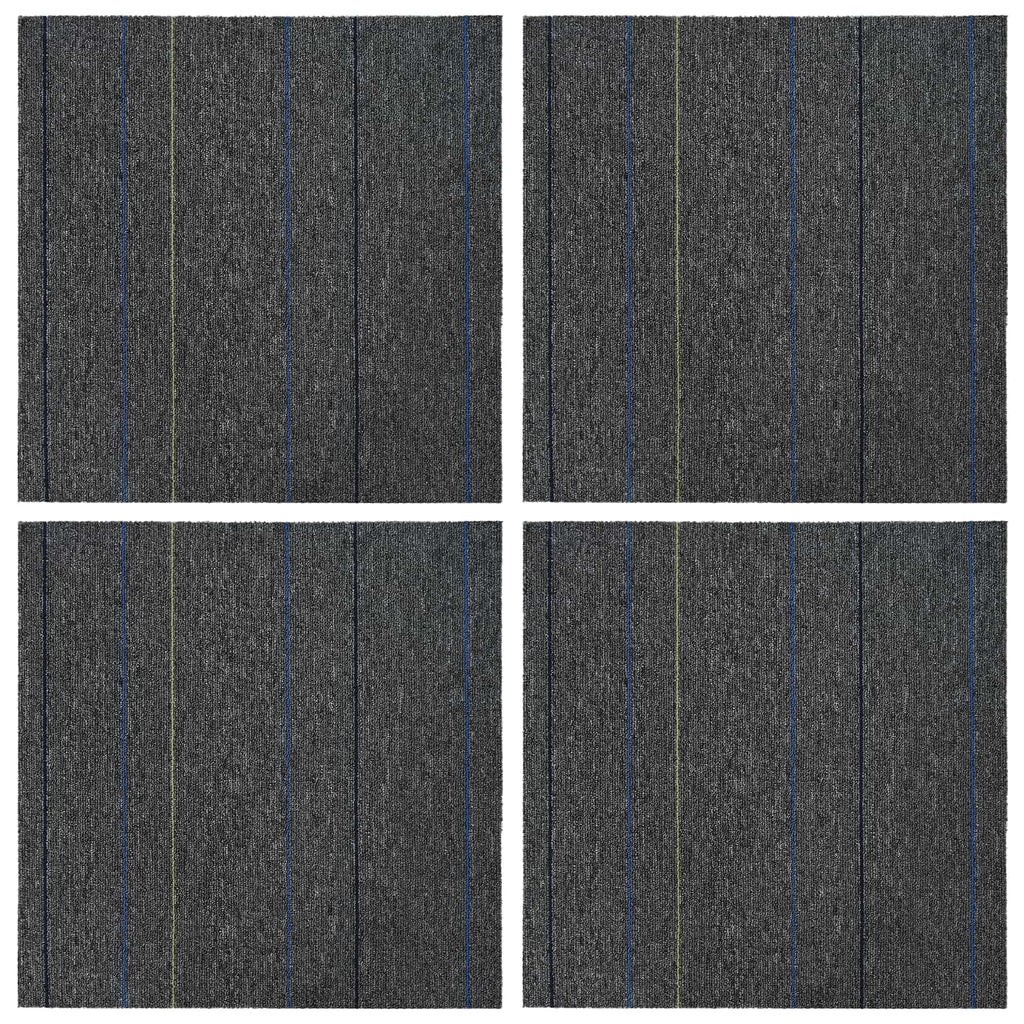 vidaXL Teppichfliese Mittelgrau mit Streifen 50 x 50 cm 4 pcs