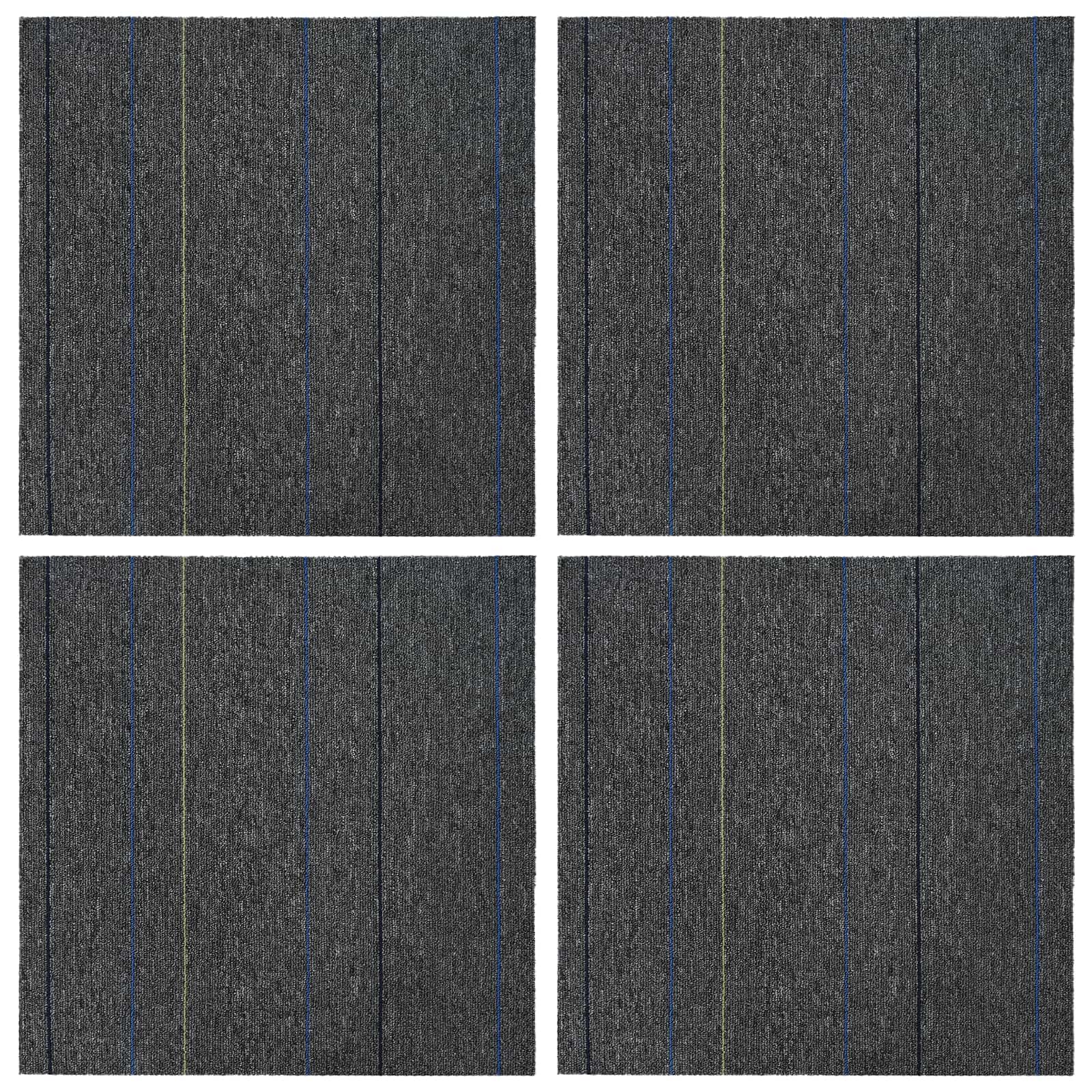 vidaXL Teppichfliese Mittelgrau mit Streifen 50 x 50 cm 4 pcs