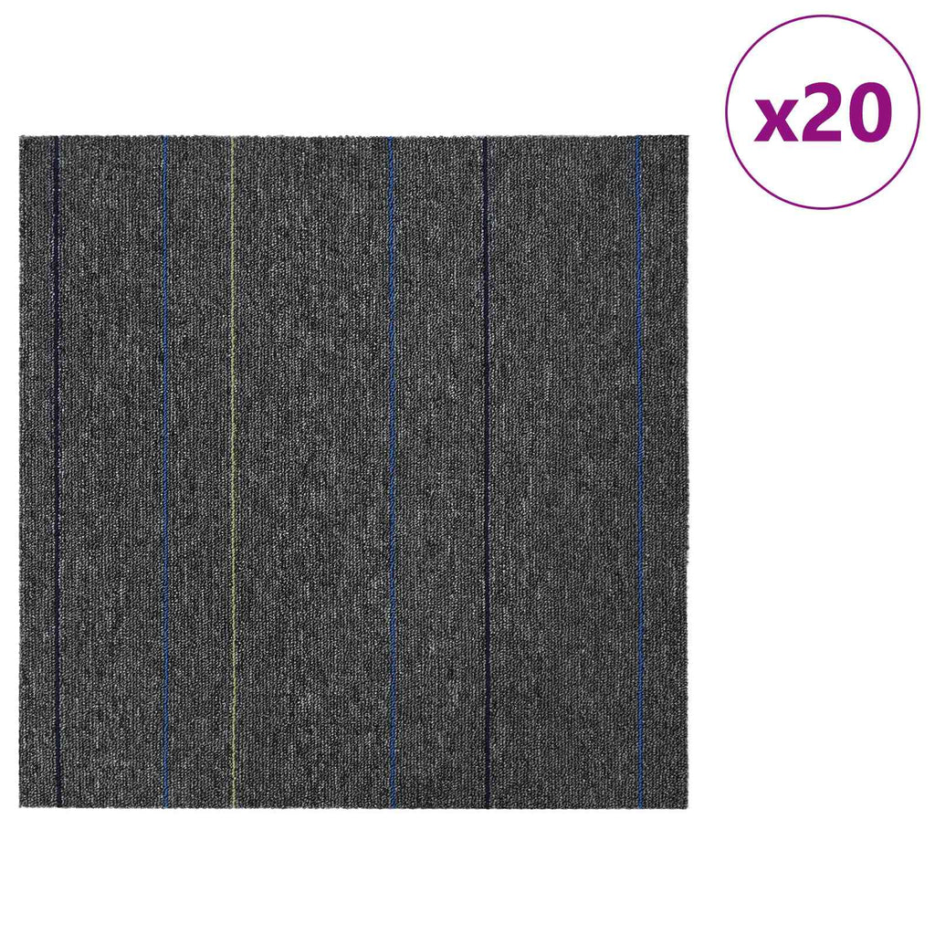 vidaXL Teppichfliese Mittelgrau mit Streifen 50 x 50 cm 20 pcs