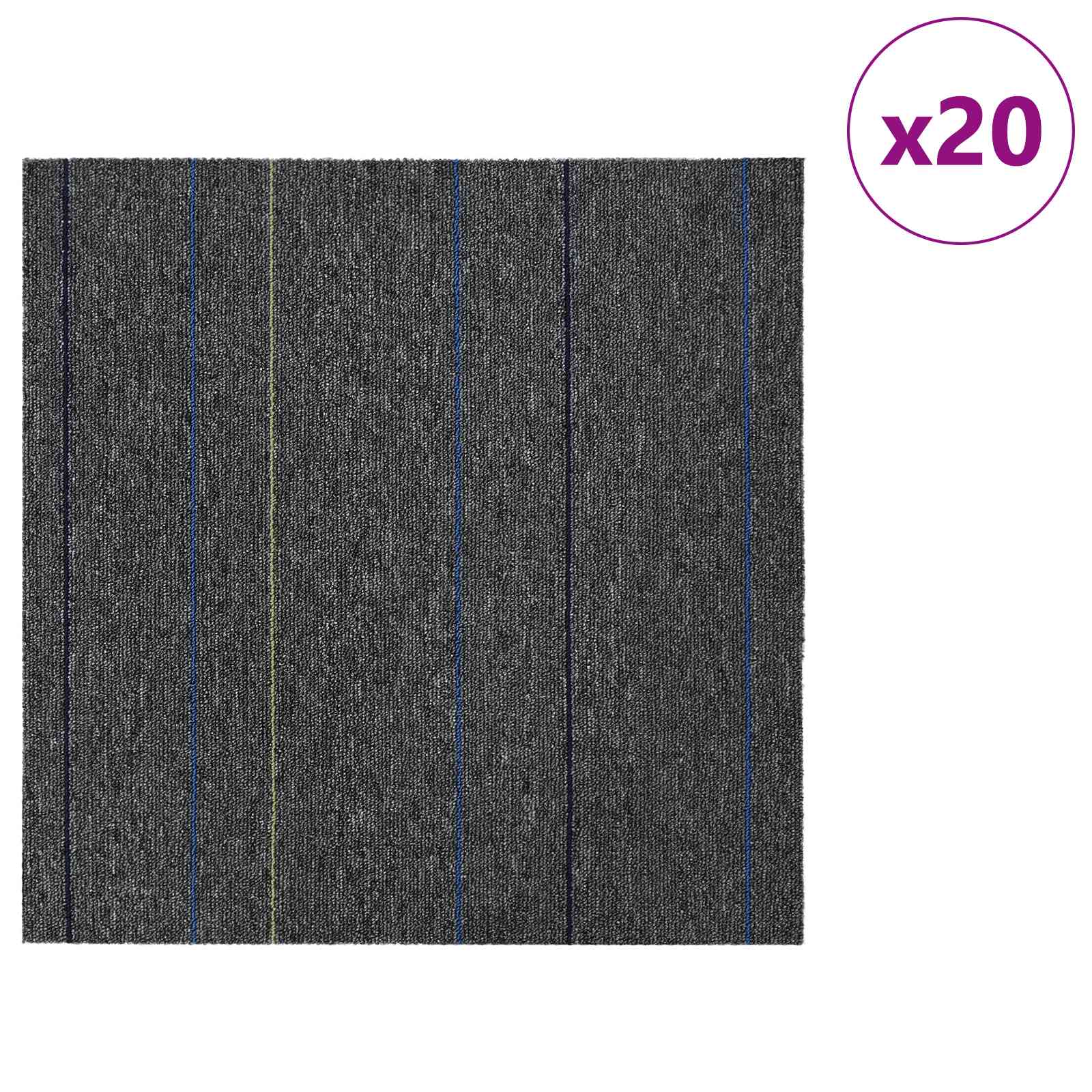 vidaXL Teppichfliese Mittelgrau mit Streifen 50 x 50 cm 20 pcs