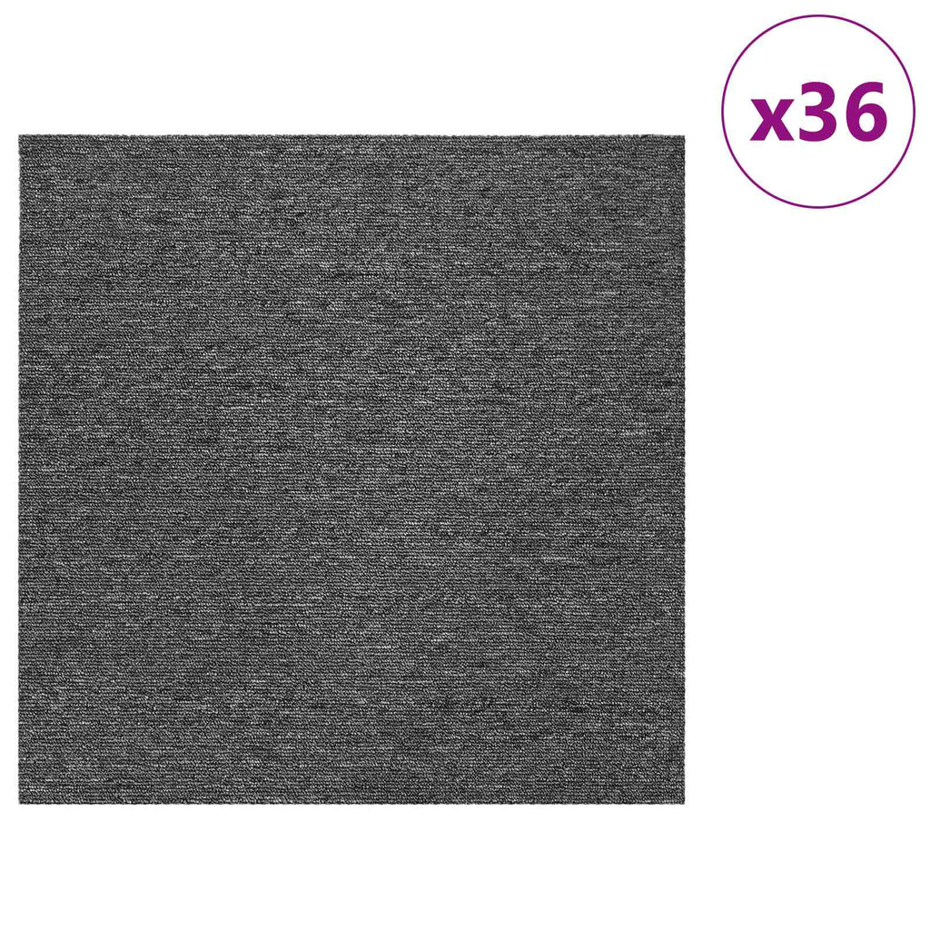 vidaXL Teppichfliese Mittelgrau 50 x 50 cm 36 pcs PP und Bitumen