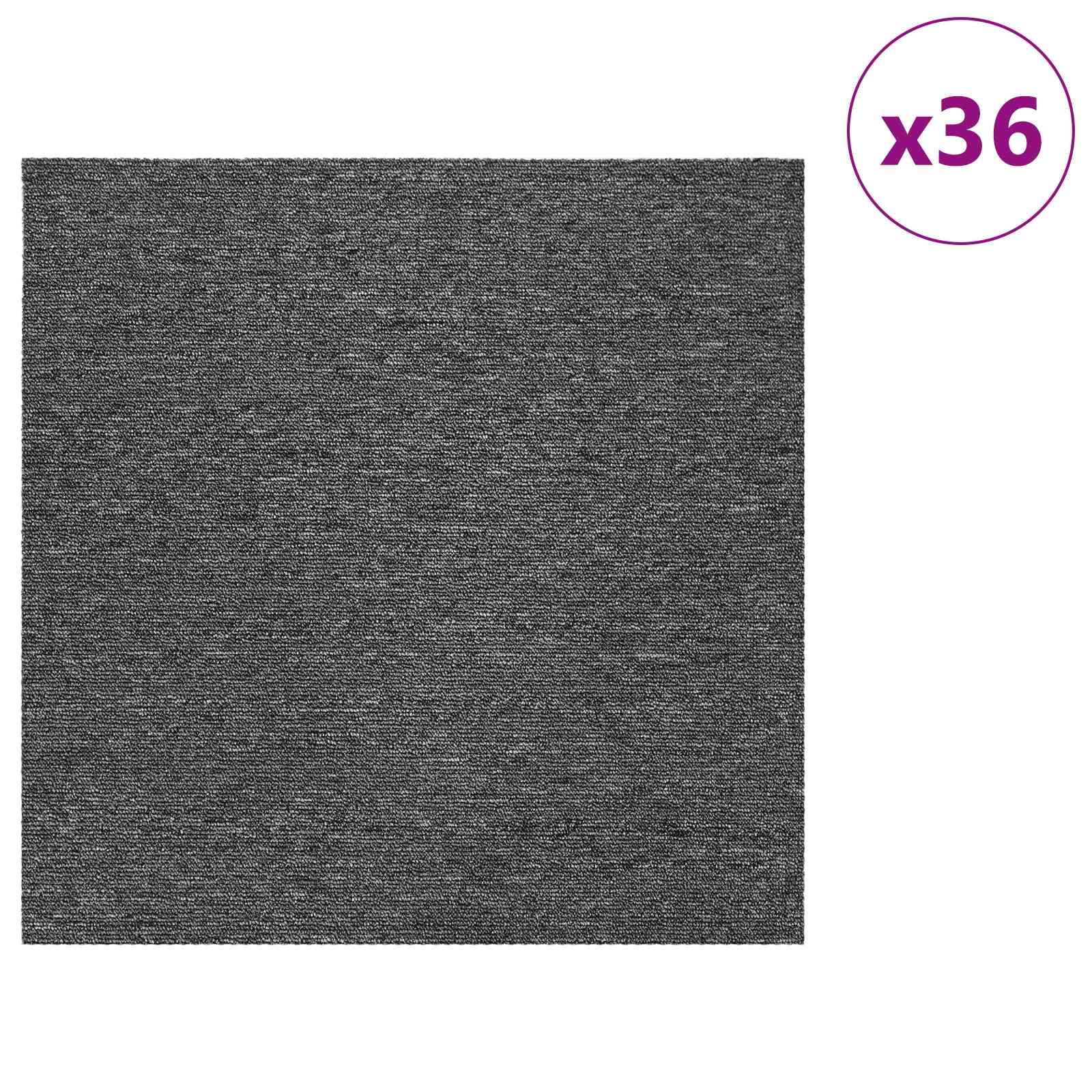 vidaXL Teppichfliese Mittelgrau 50 x 50 cm 36 pcs PP und Bitumen