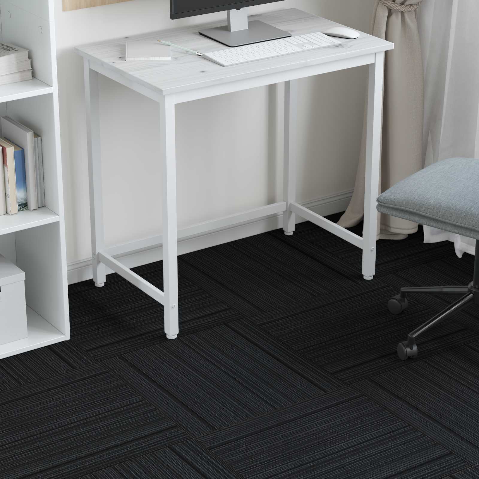 vidaXL Teppichfliese Gestreift Hellgrau 50 x 50 cm 4 pcs