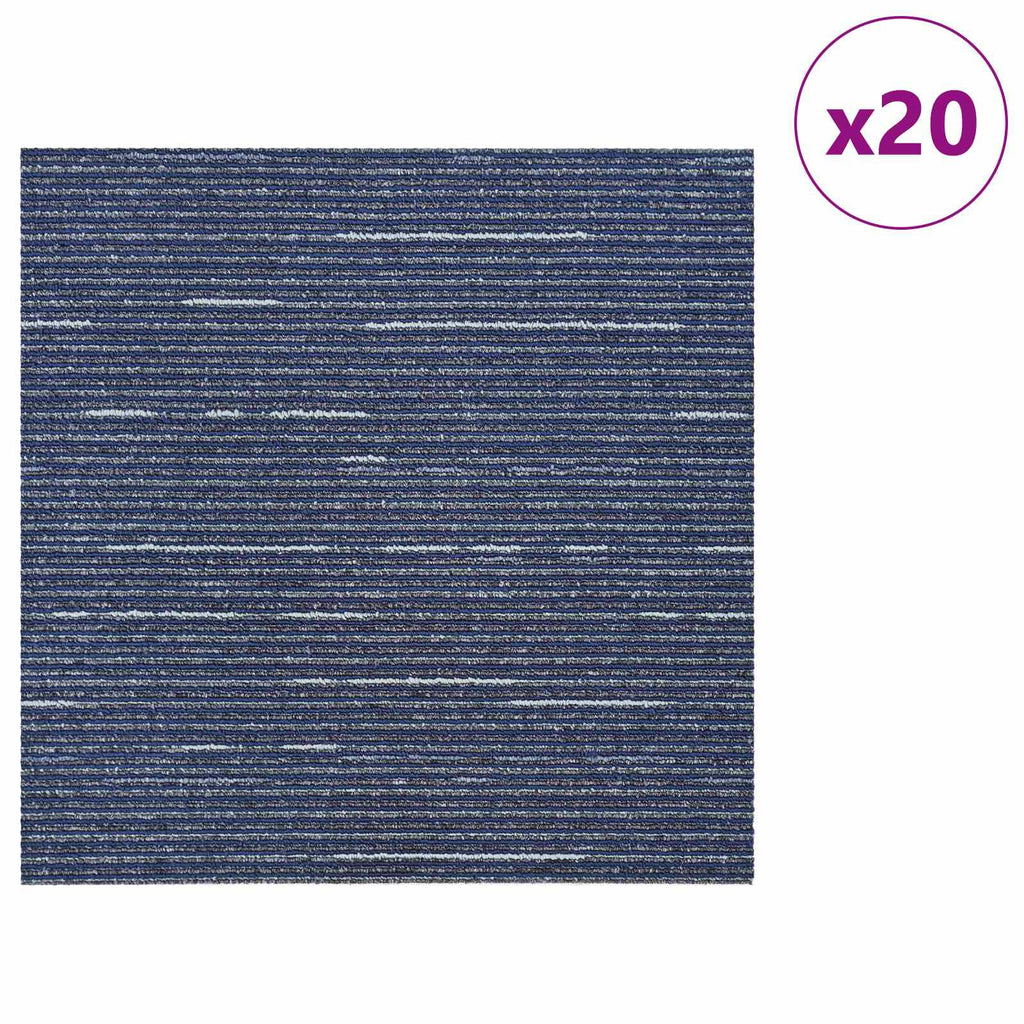 vidaXL Teppichfliese Gestreift Blau 50 x 50 cm 20 pcs PP und Bitumen