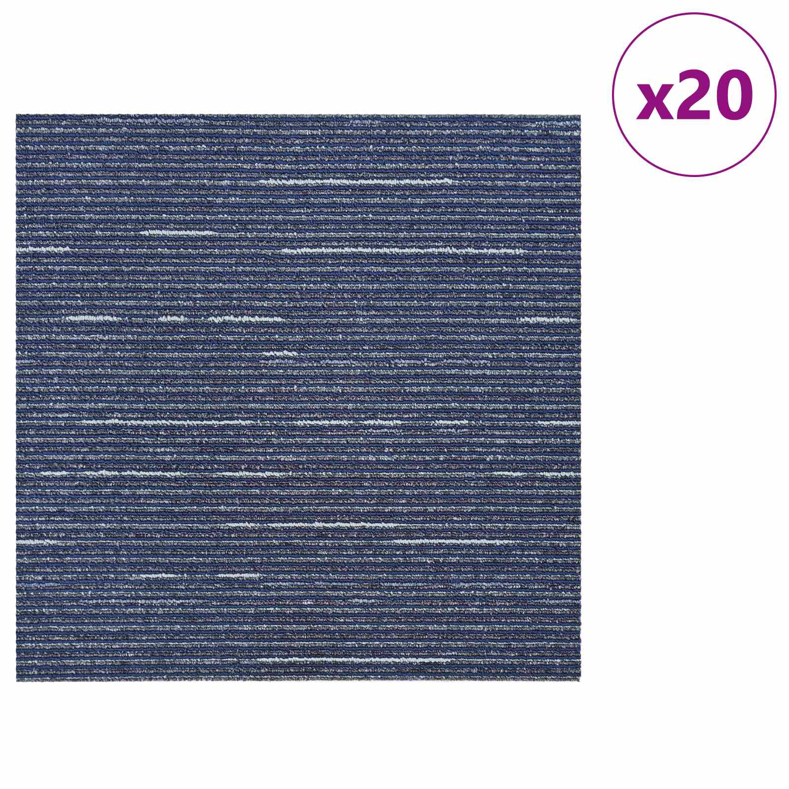 vidaXL Teppichfliese Gestreift Blau 50 x 50 cm 20 pcs PP und Bitumen