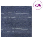 vidaXL Teppichfliese Gestreift Blau 50 x 50 cm 36 pcs PP und Bitumen