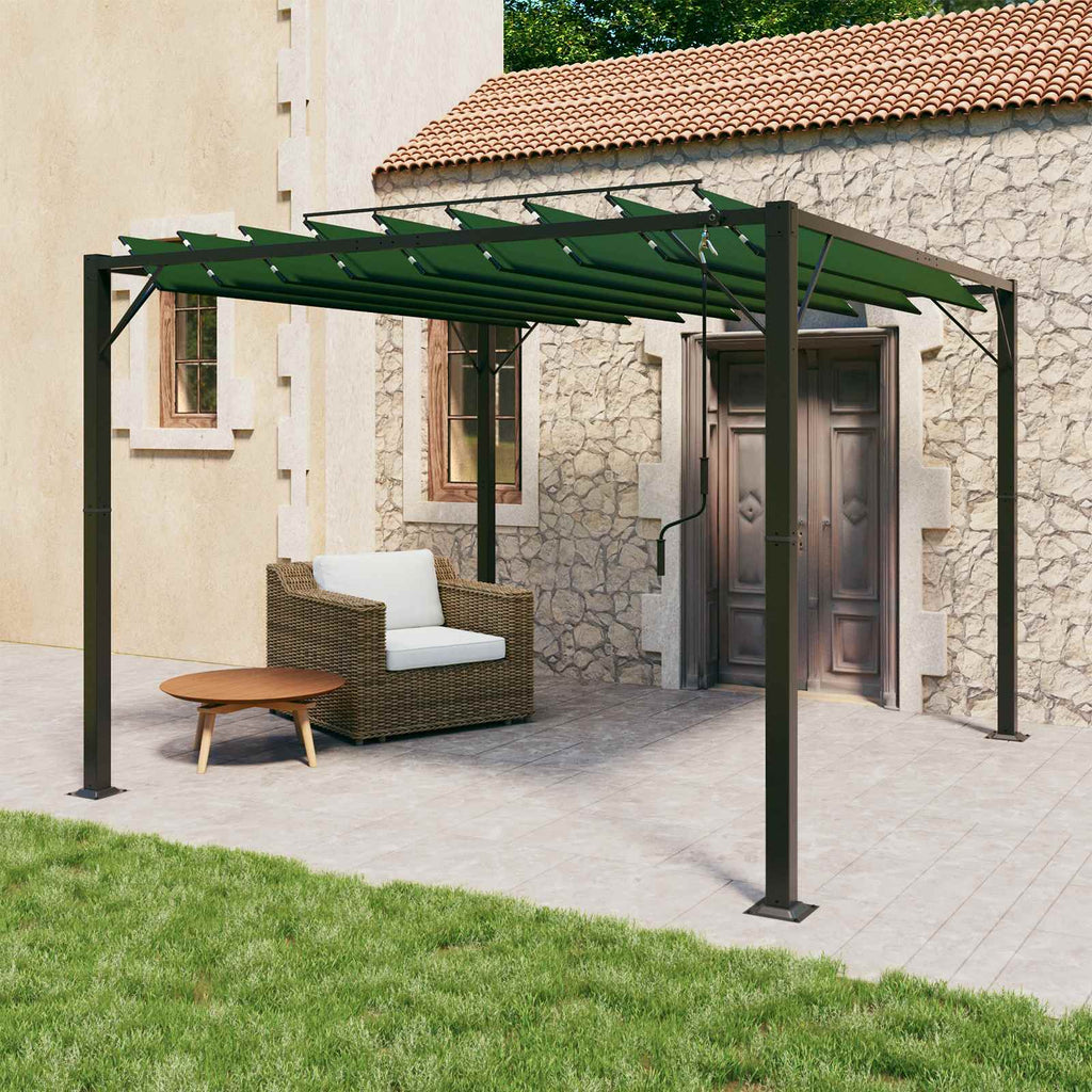 vidaXL Gazebo mit Lamellen-Dach 3 x 3 x 2,14 m Grün
