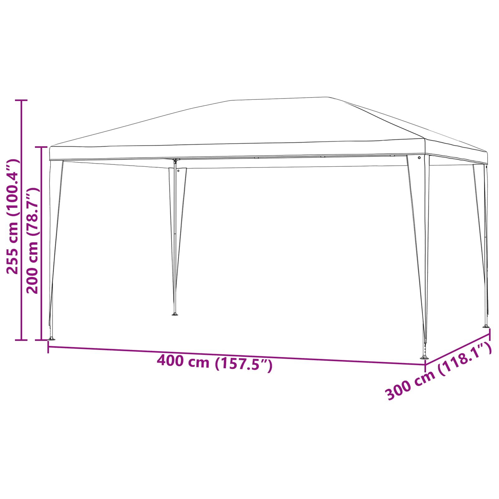 vidaXL Partyzelt 400 x 300 x 255 cm Rot PE und Stahl
