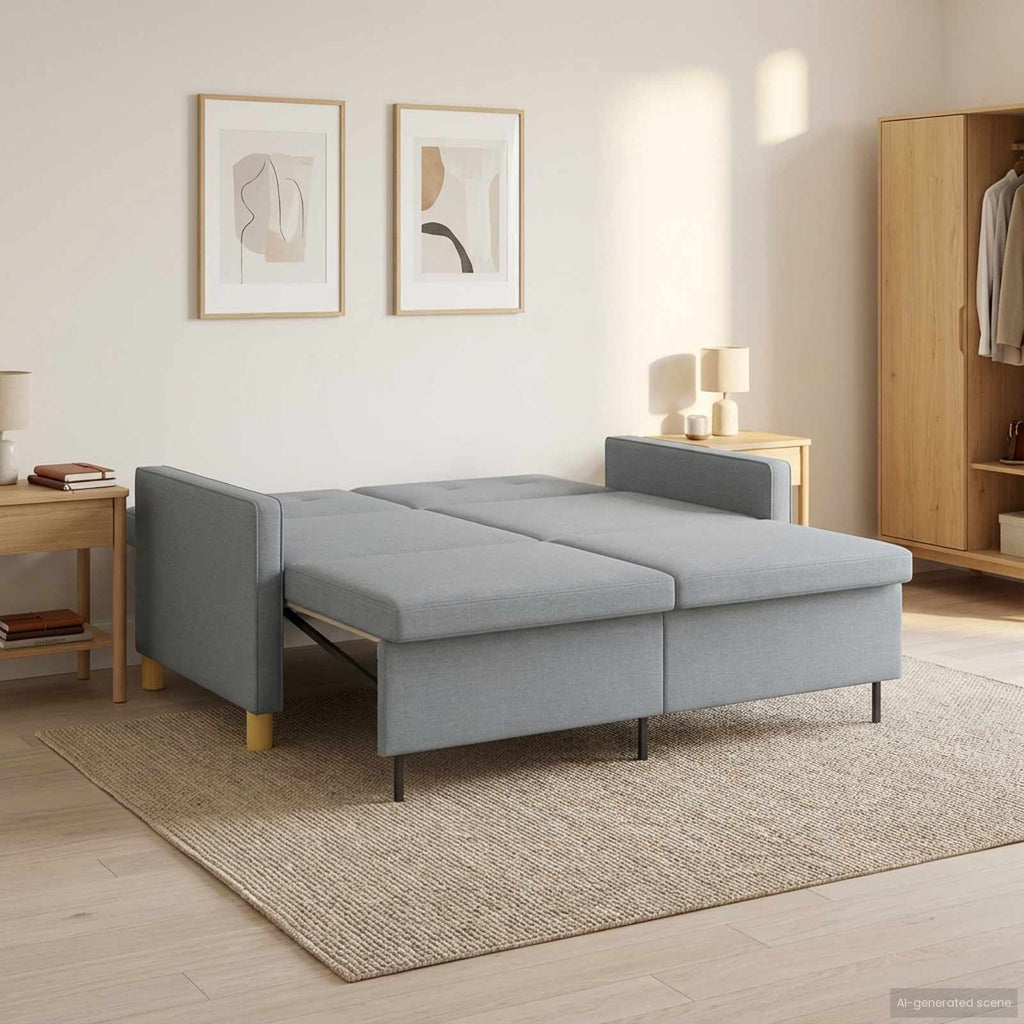 vidaXL Schlafsofa Ausziehbar Hellgrün Stoff
