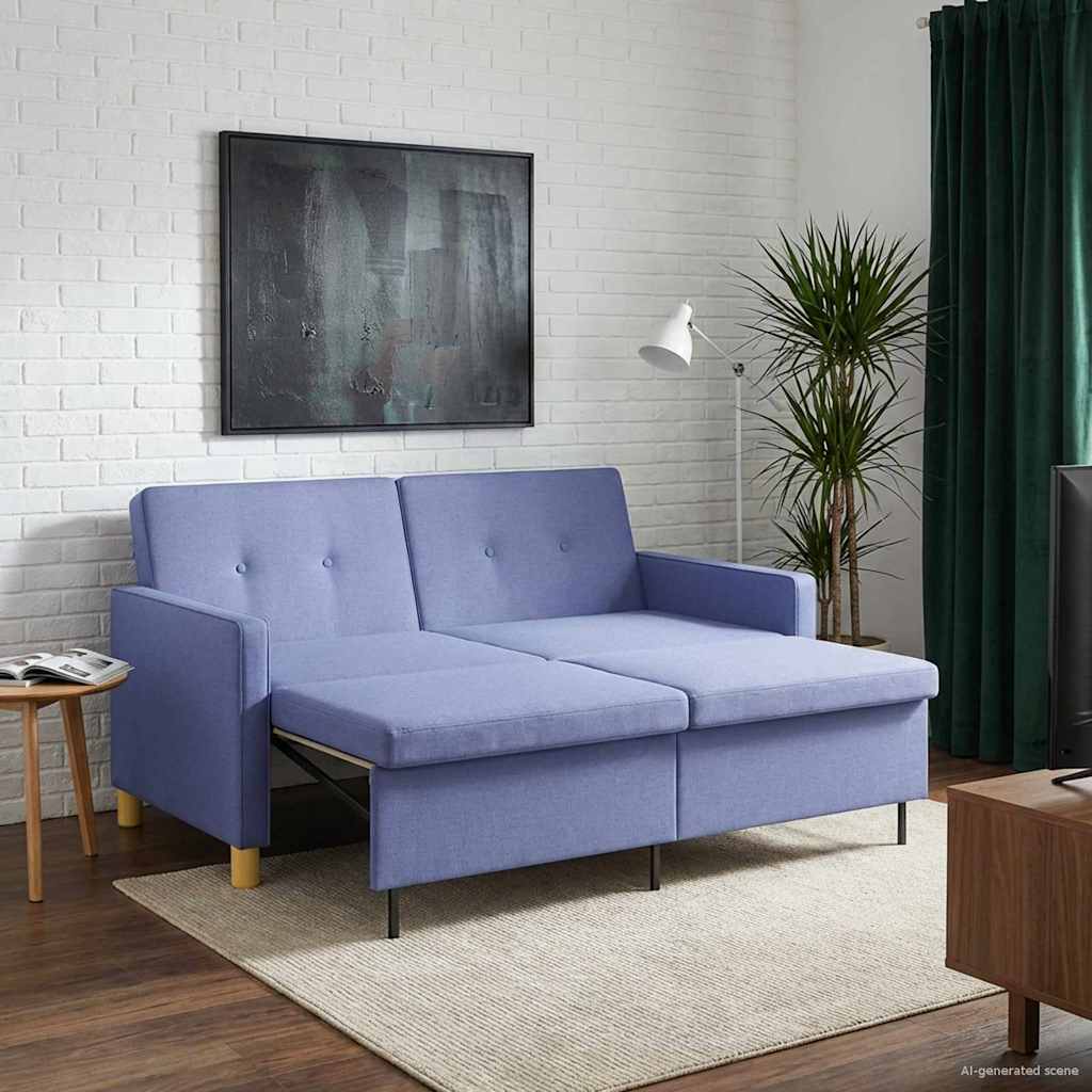 vidaXL Schlafsofa Ausziehbar Jeans blau Stoff