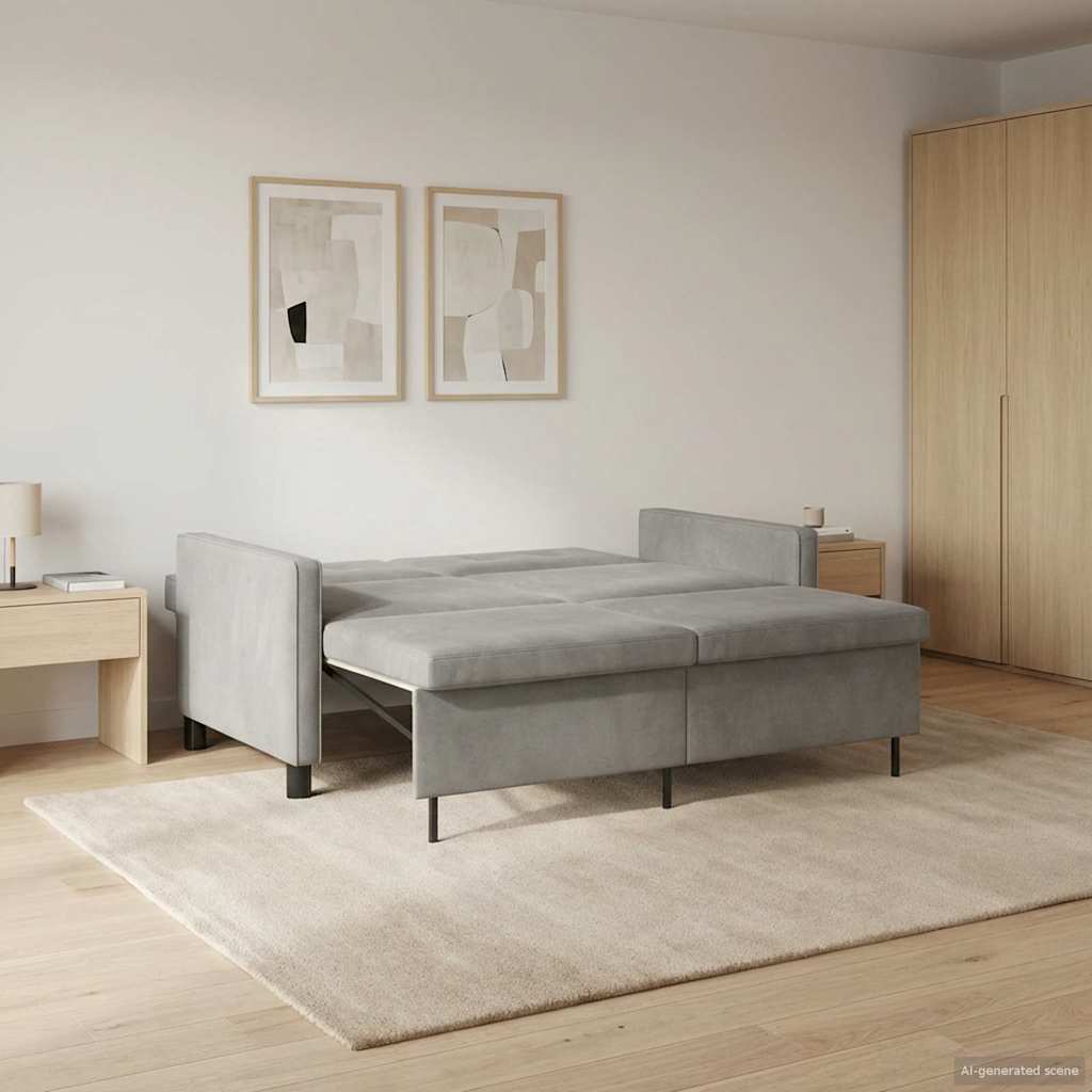 vidaXL Schlafsofa Hellgrün Stoff