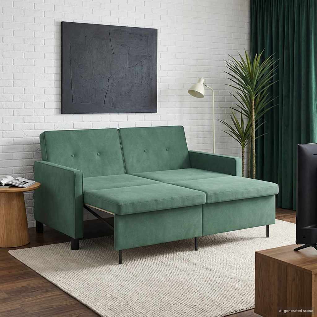 vidaXL Schlafsofa Meergrün Stoff