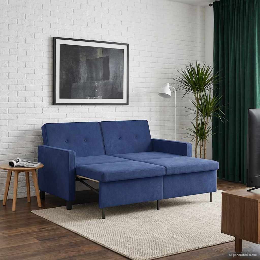vidaXL Schlafsofa Polizeiblau Stoff