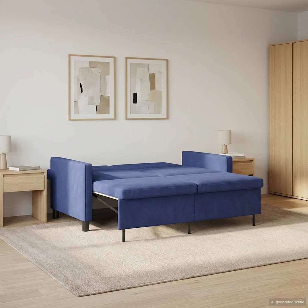 vidaXL Schlafsofa Polizeiblau Stoff