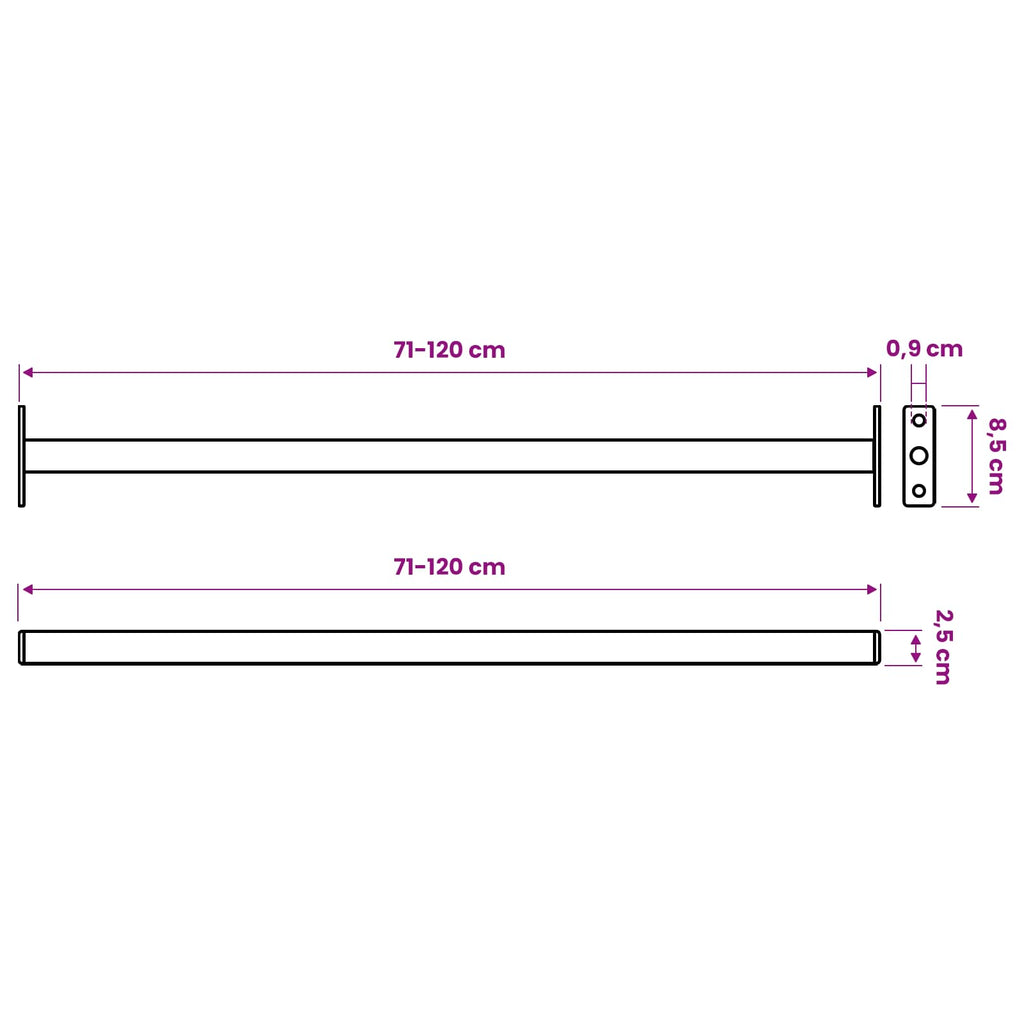 vidaXL Verstellbarer Fenster-Sicherheitsbalken Schwarz 710 - 1200 mm