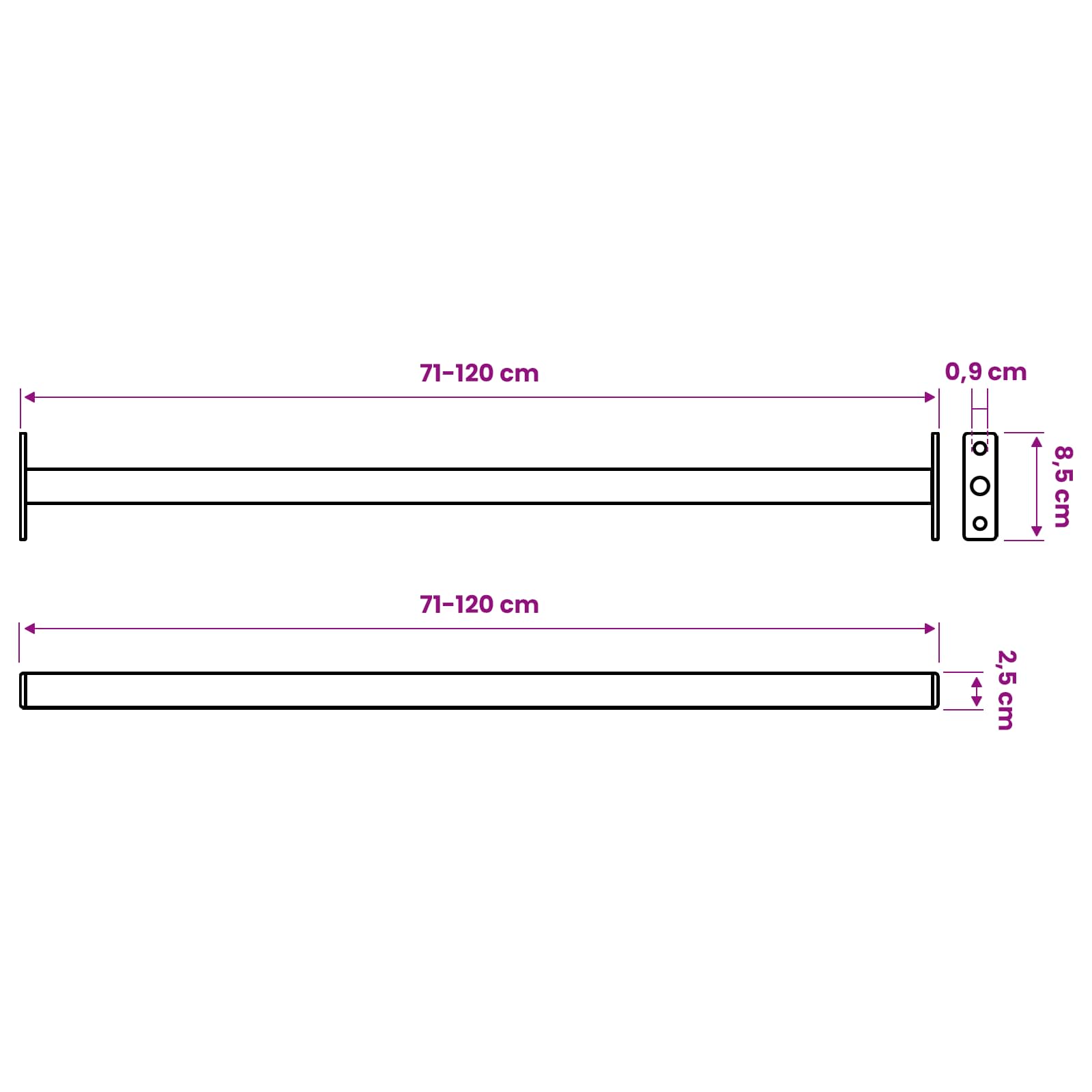 vidaXL Verstellbarer Fenster-Sicherheitsbalken Schwarz 710 - 1200 mm
