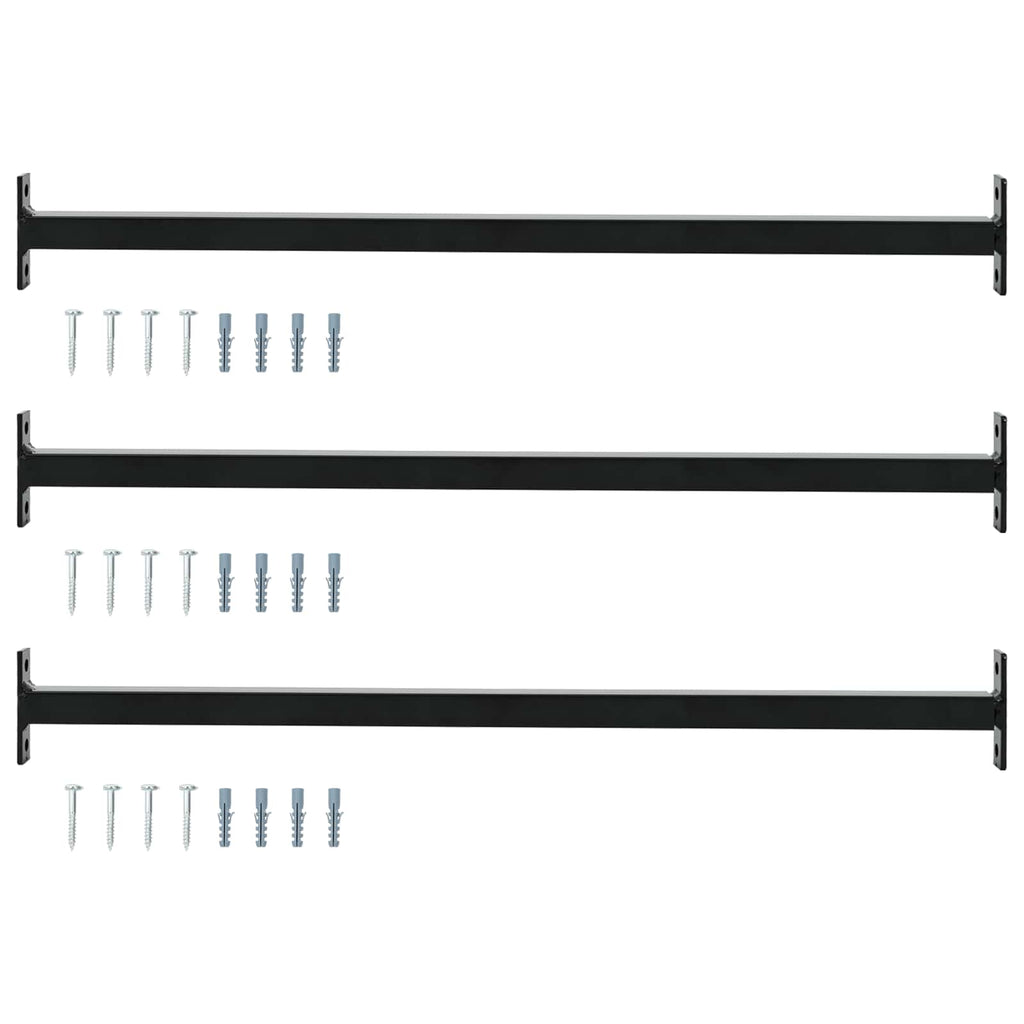 vidaXL Verstellbarer Fenster-Sicherheitsbalken 3 pcs Schwarz Stahl