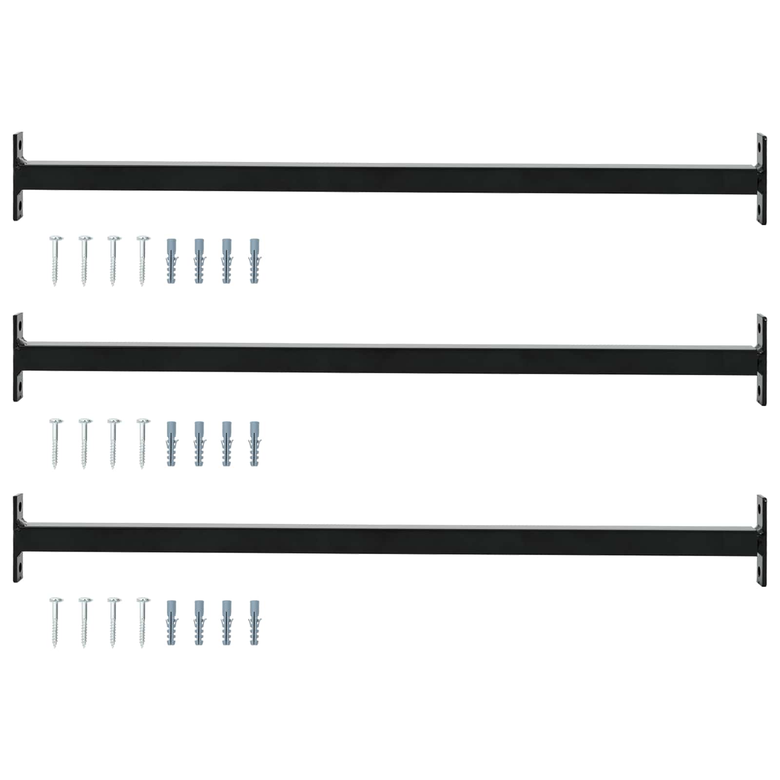 vidaXL Verstellbarer Fenster-Sicherheitsbalken 3 pcs Schwarz Stahl
