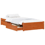 vidaXL Bettrahmen mit Schubladen 3 pcs Wachsbraun Kiefernholz