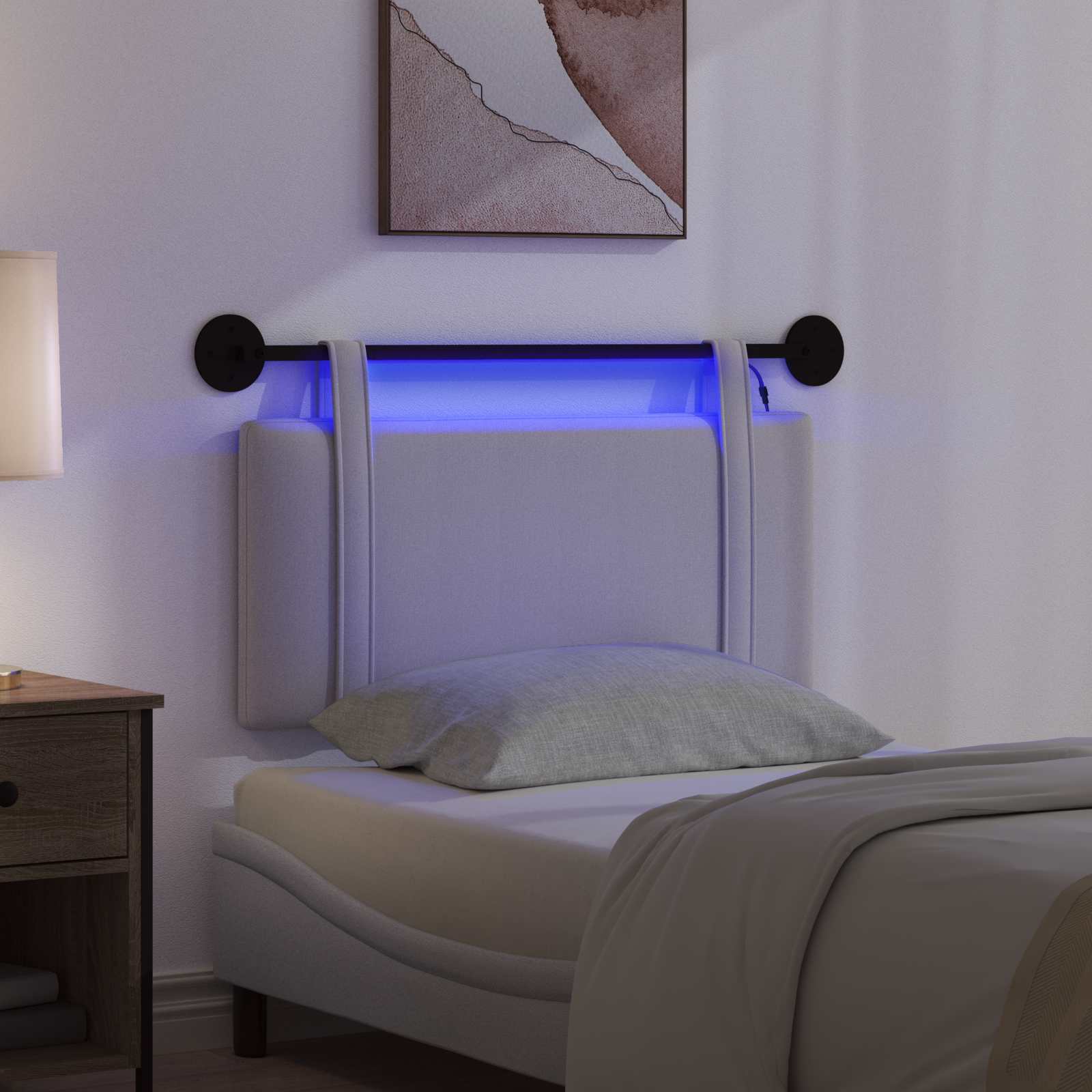 vidaXL Hängendes Kopfteil Mit LED Licht Wolkengrau Stoff