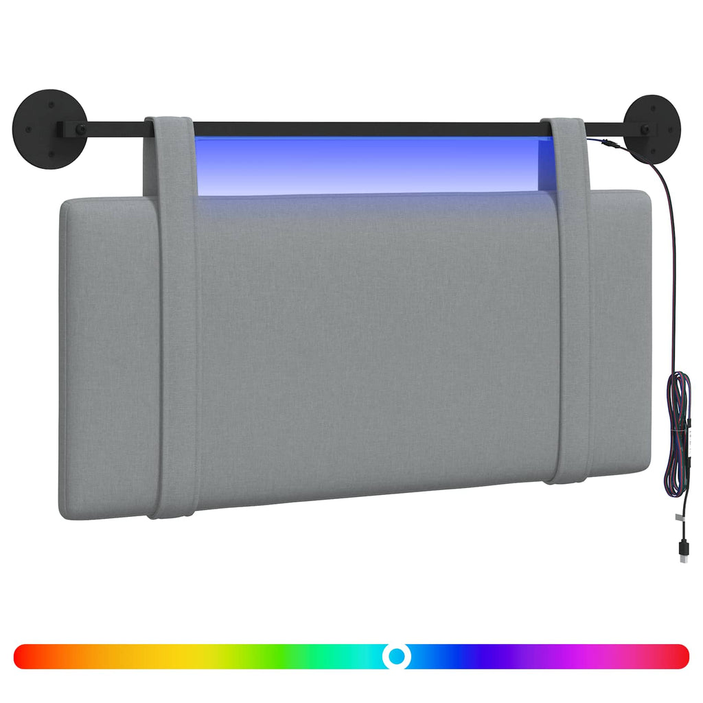 vidaXL Hängendes Kopfteil Mit LED Licht Hellgrau Stoff