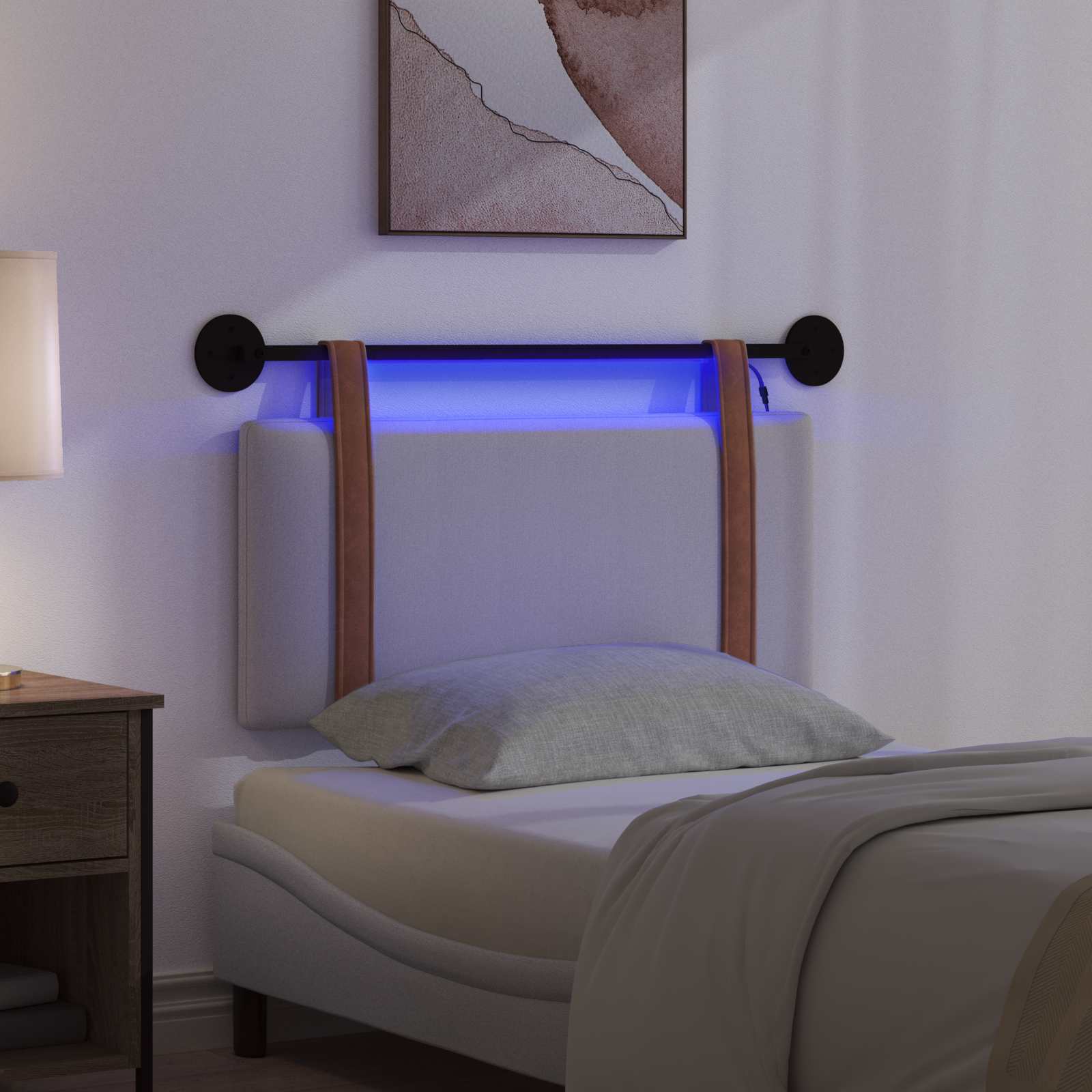 vidaXL Hängendes Kopfteil Mit LED Licht Wolkengrau Antikes PU