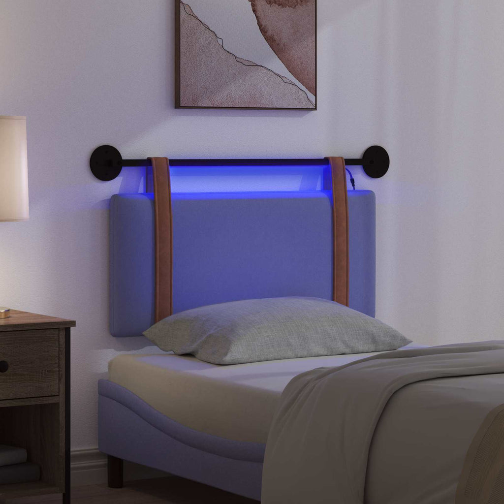 vidaXL Hängendes Kopfteil Mit LED Licht Jeans blau Antikes PU
