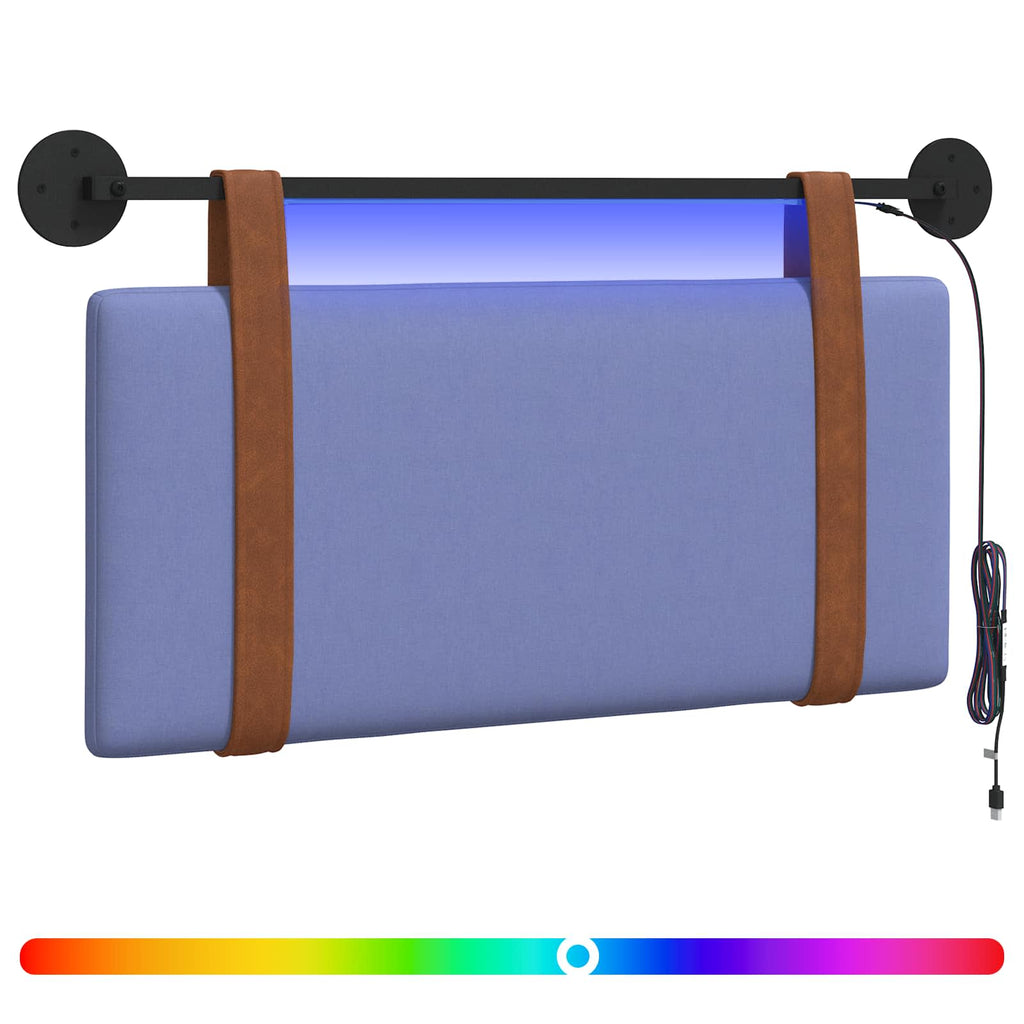 vidaXL Hängendes Kopfteil Mit LED Licht Jeans blau Antikes PU