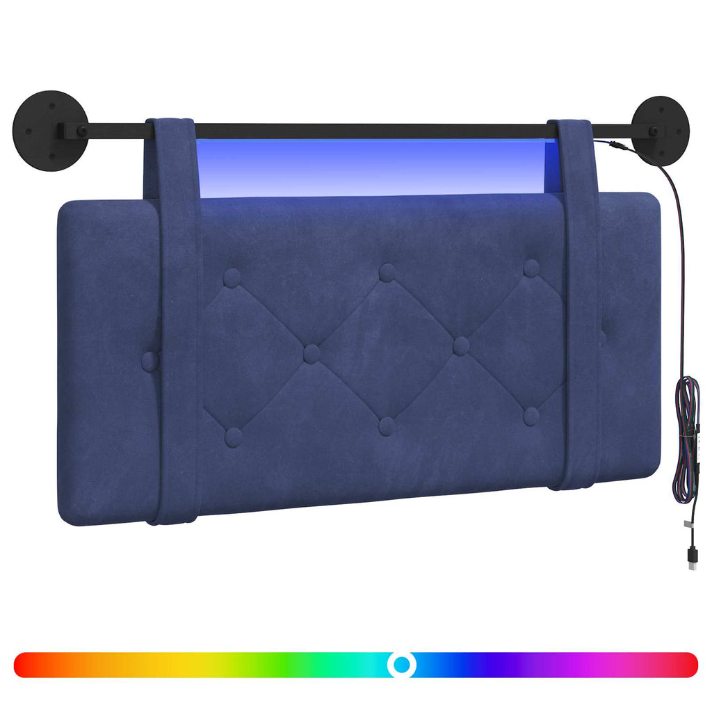 vidaXL Hängendes Kopfteil Mit LED Licht Polizeiblau Samt
