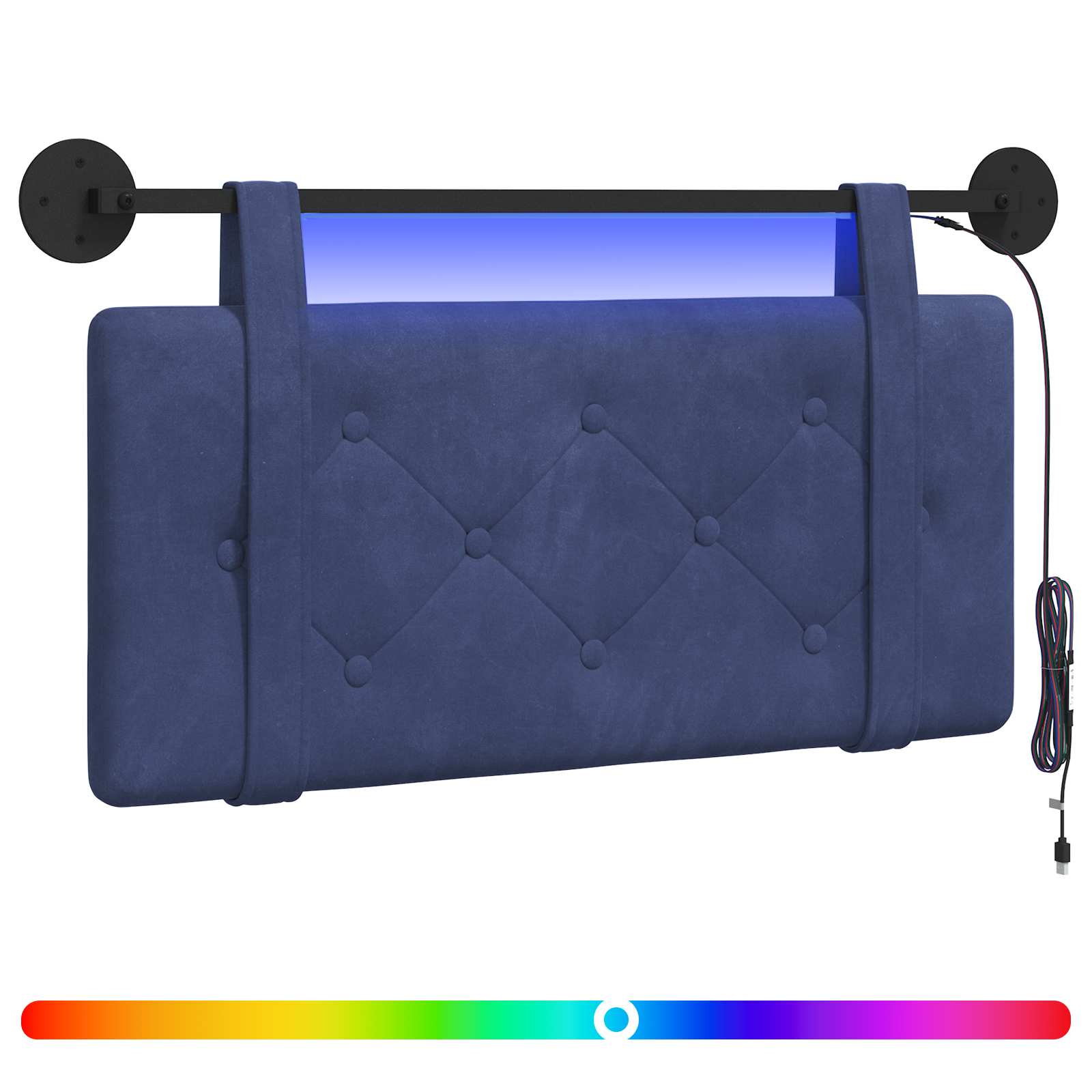 vidaXL Hängendes Kopfteil Mit LED Licht Polizeiblau Samt