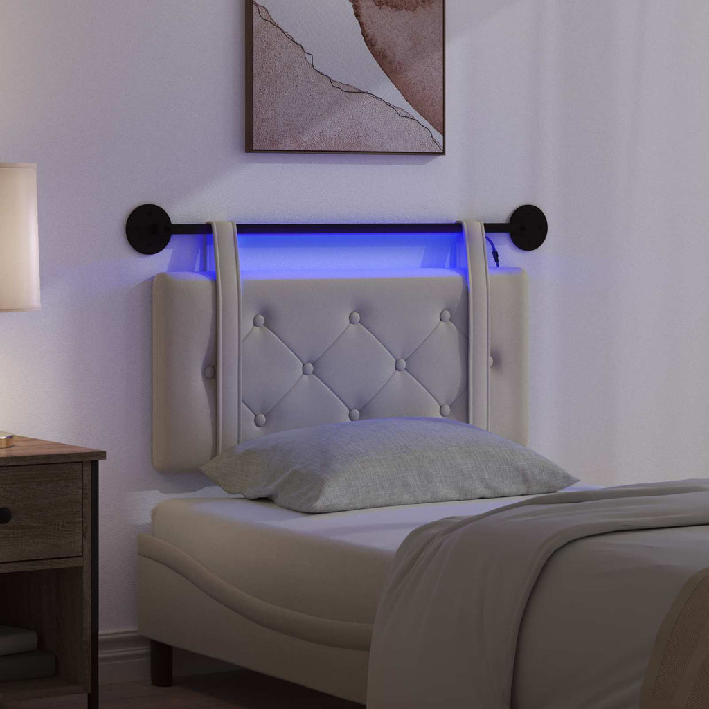 vidaXL Hängendes Kopfteil Mit LED Licht Creme Kunstleder
