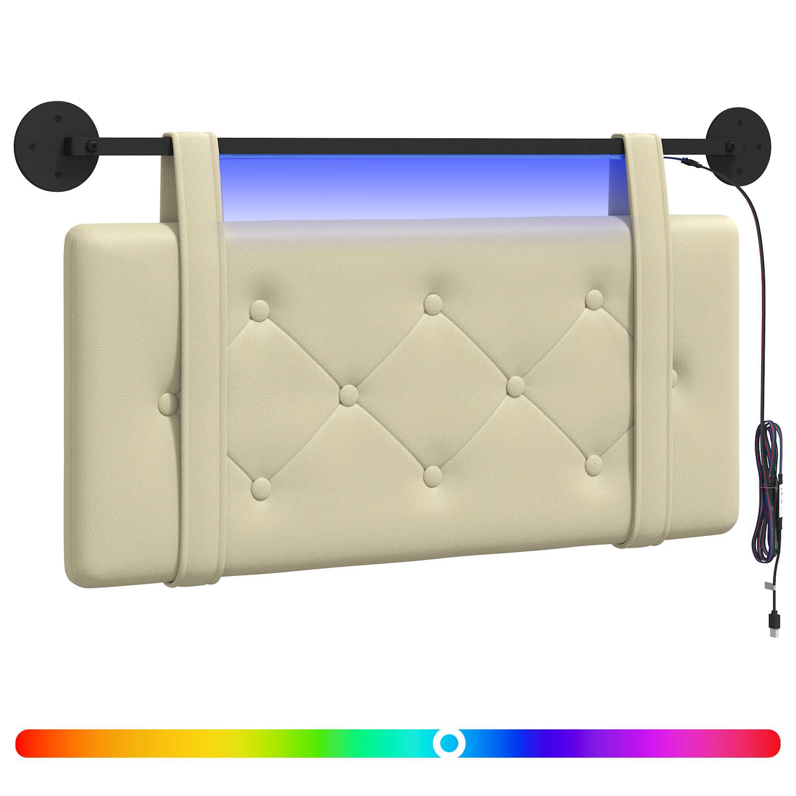 vidaXL Hängendes Kopfteil Mit LED Licht Creme Kunstleder
