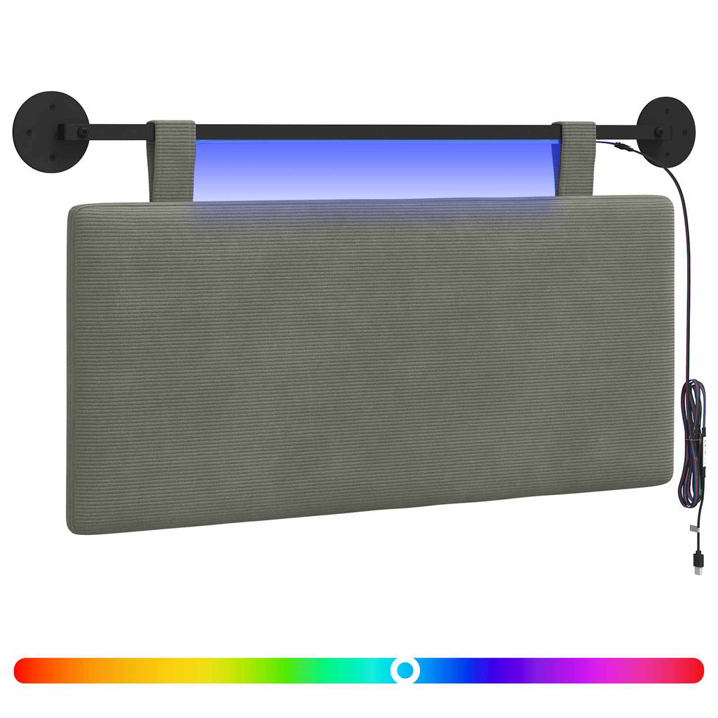 vidaXL Hängendes Kopfteil Mit LED Licht Hellgrau Cordstoff