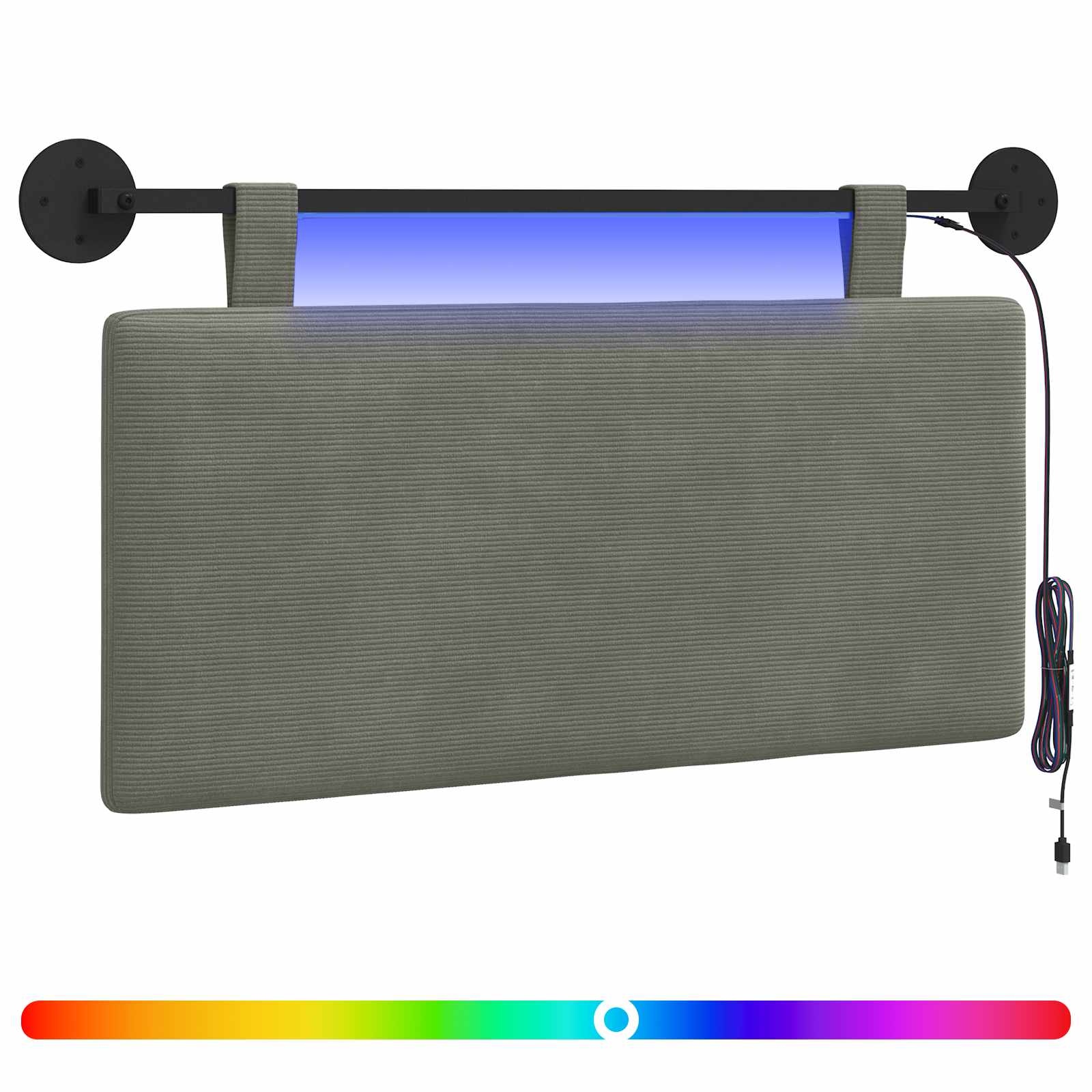 vidaXL Hängendes Kopfteil Mit LED Licht Hellgrau Cordstoff