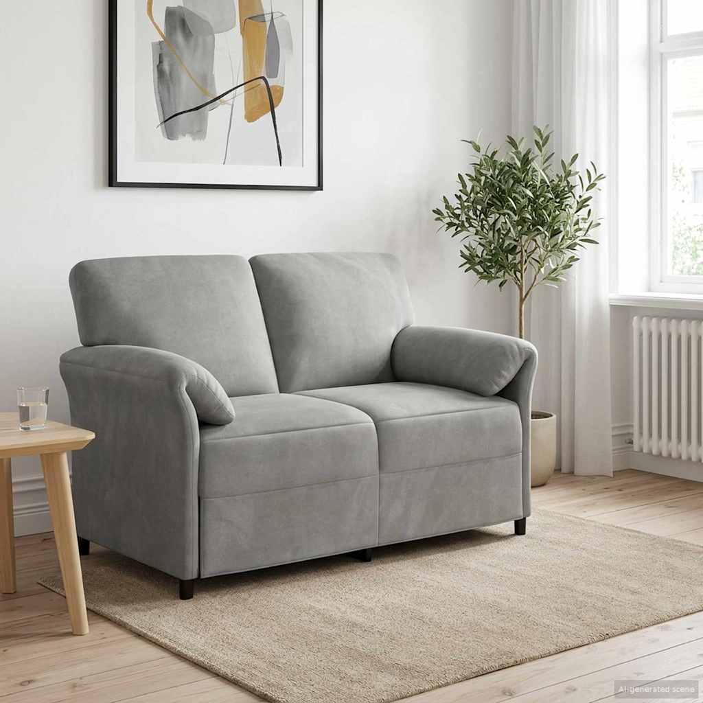 vidaXL 2-Sitzer Sofa Hellgrau 138 x 83 x 95 cm Samt