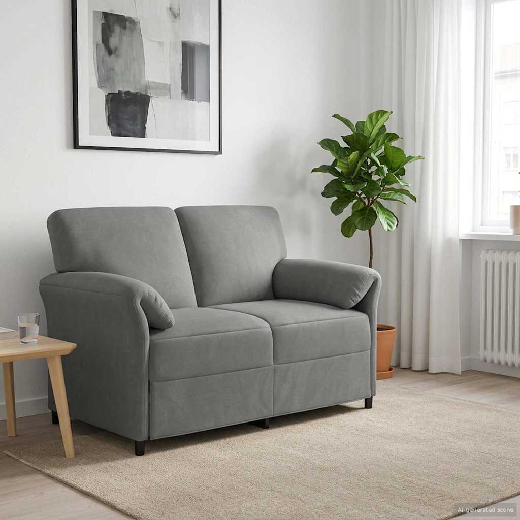 vidaXL 2-Sitzer Sofa Hellgrau 138 x 83 x 95 cm Samt