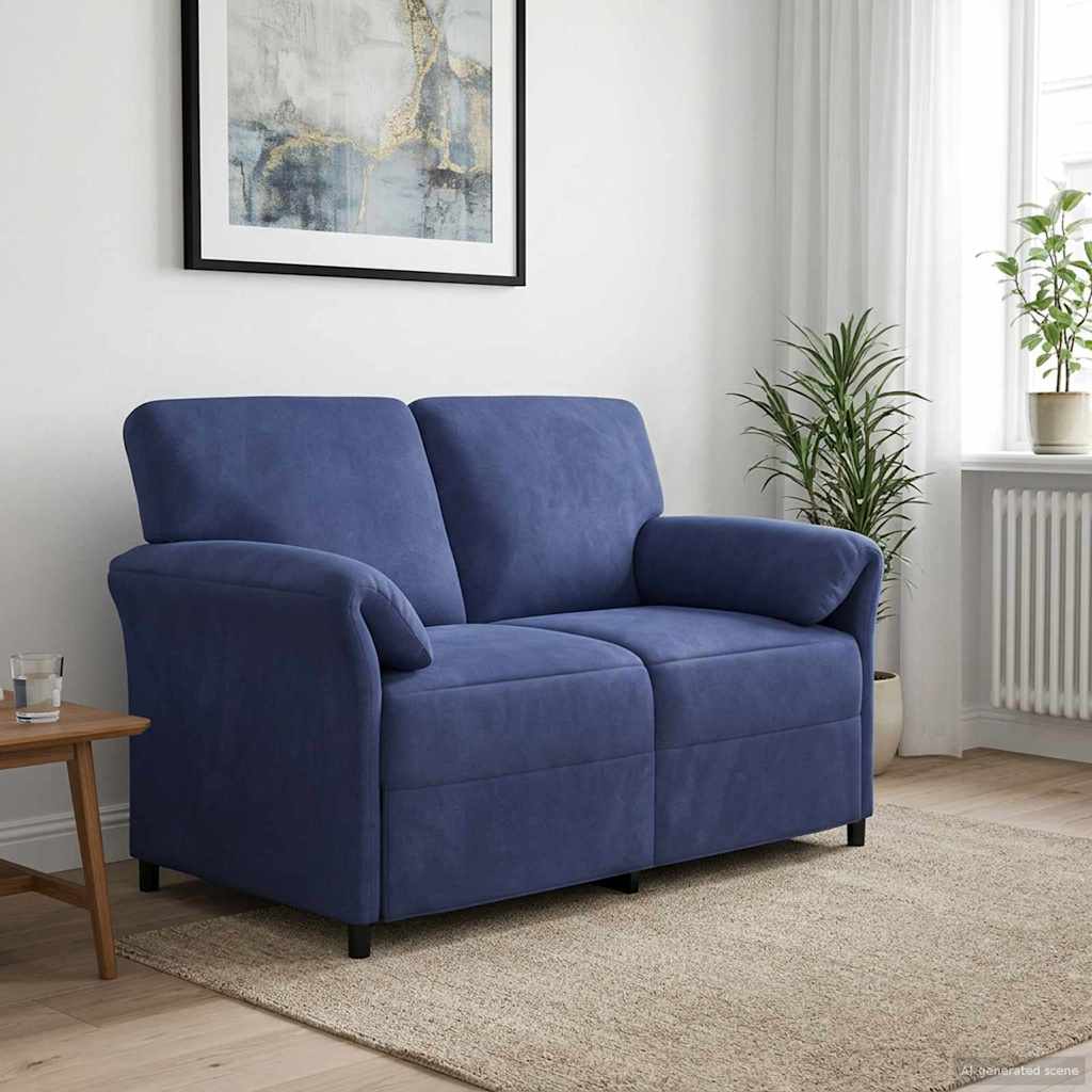 vidaXL 2-Sitzer Sofa Polizeiblau 138 x 83 x 95 cm Samt
