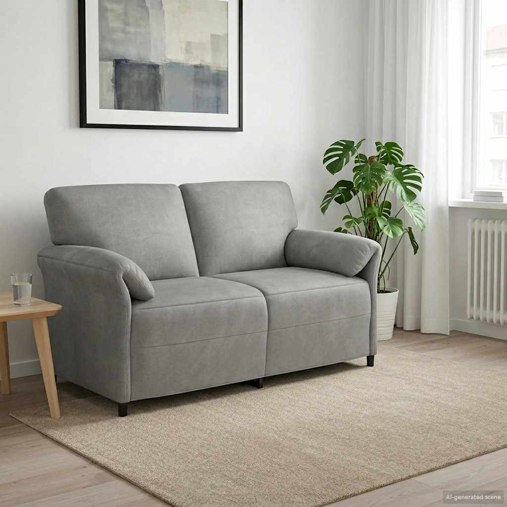 vidaXL 2-Sitzer Sofa Hellgrau 138 x 83 x 95 cm Samt