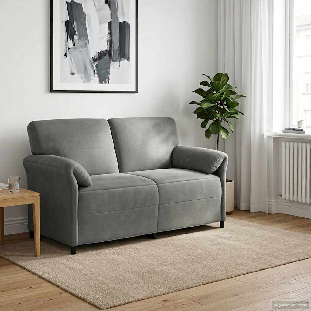 vidaXL 2-Sitzer Sofa Hellgrau 138 x 83 x 95 cm Samt