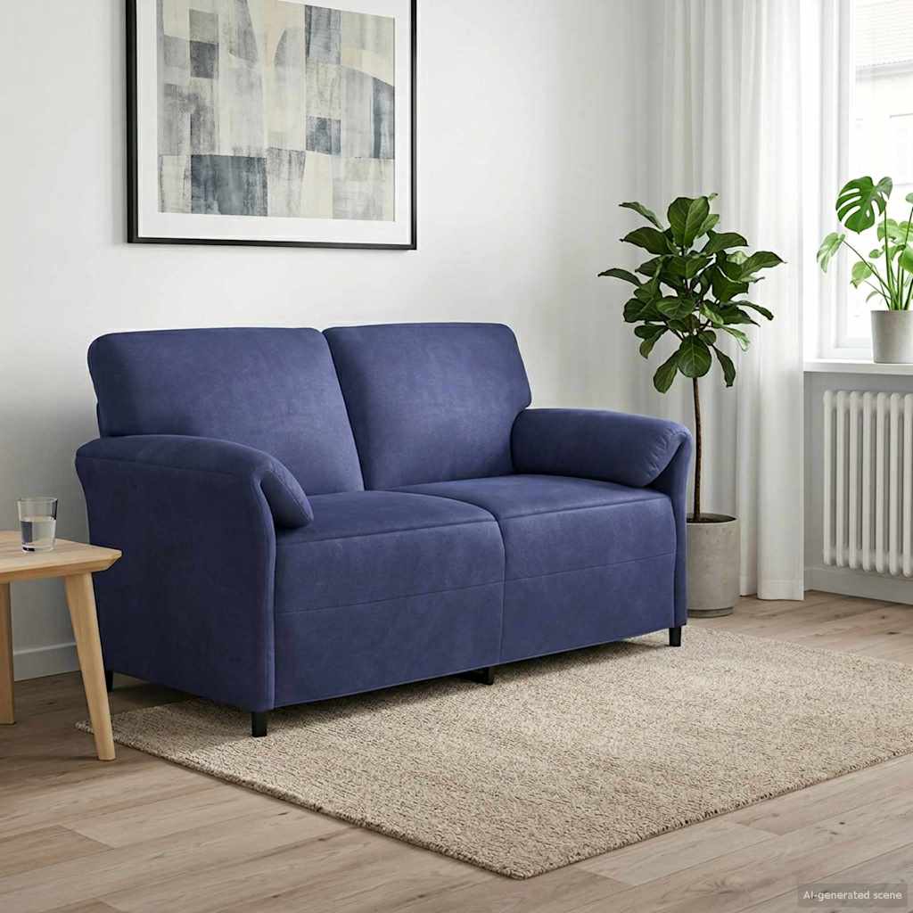 vidaXL 2-Sitzer Sofa Polizeiblau 138 x 83 x 95 cm Samt