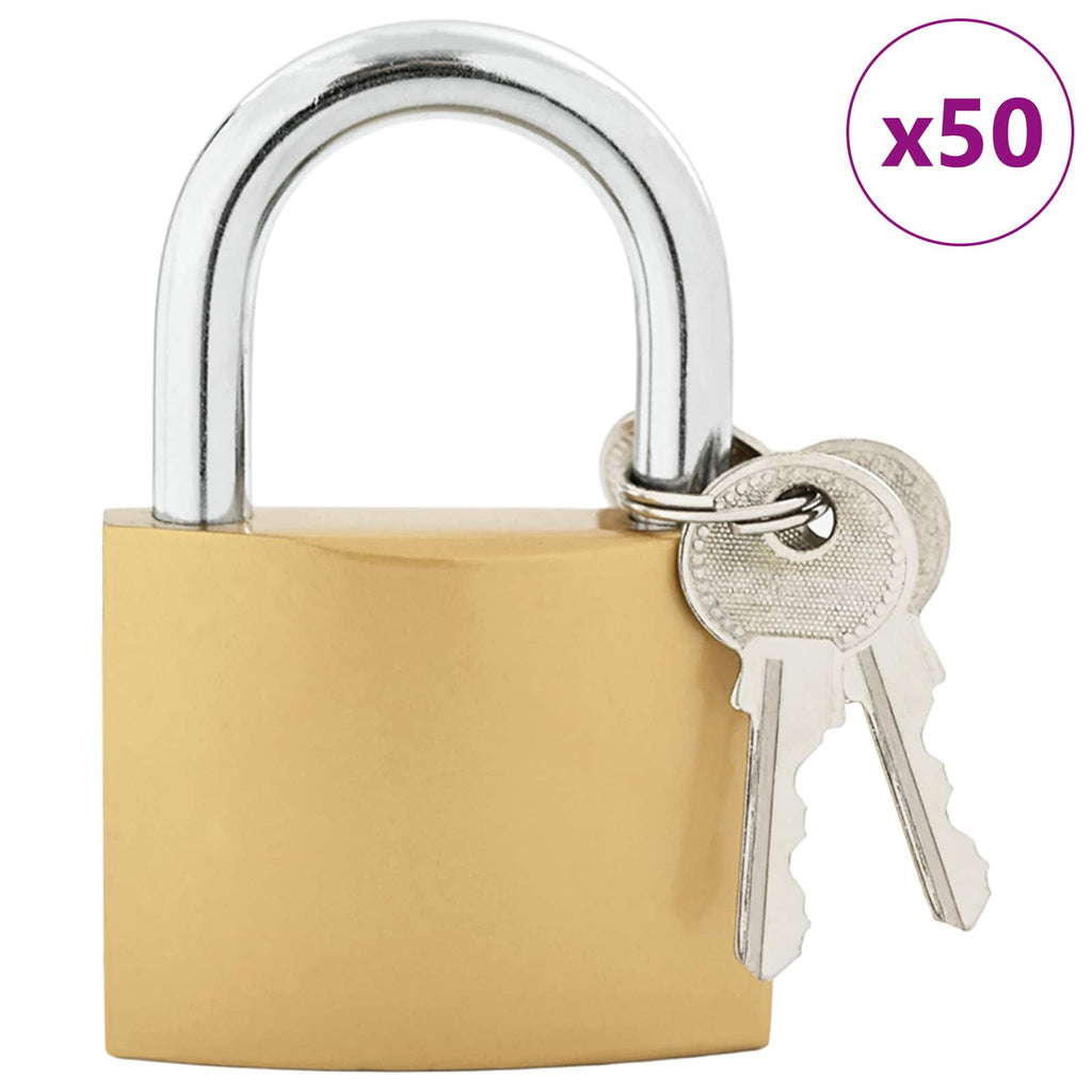 vidaXL U Schloss mit Schlüsseln 50 pcs Messing Eisen