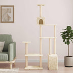 vidaXL Katzennbaum mit Sisal-Kratzsäulen Creme 177,5 cm