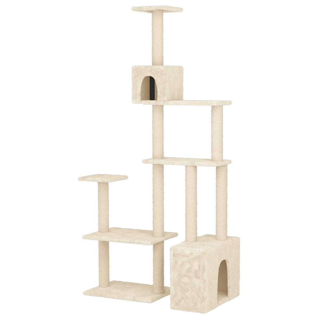 vidaXL Katzennbaum mit Sisal-Kratzsäulen Creme 177,5 cm