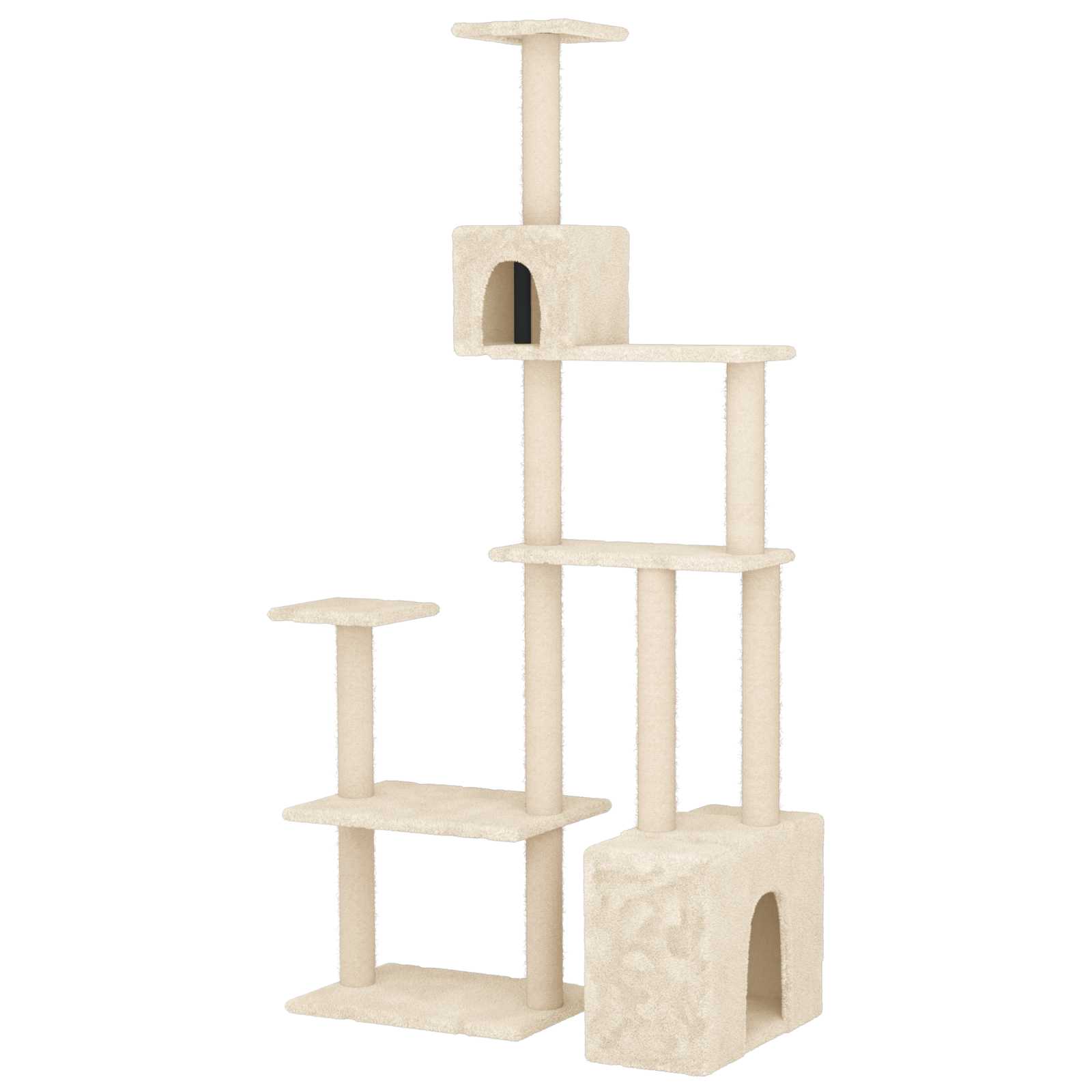 vidaXL Katzennbaum mit Sisal-Kratzsäulen Creme 177,5 cm