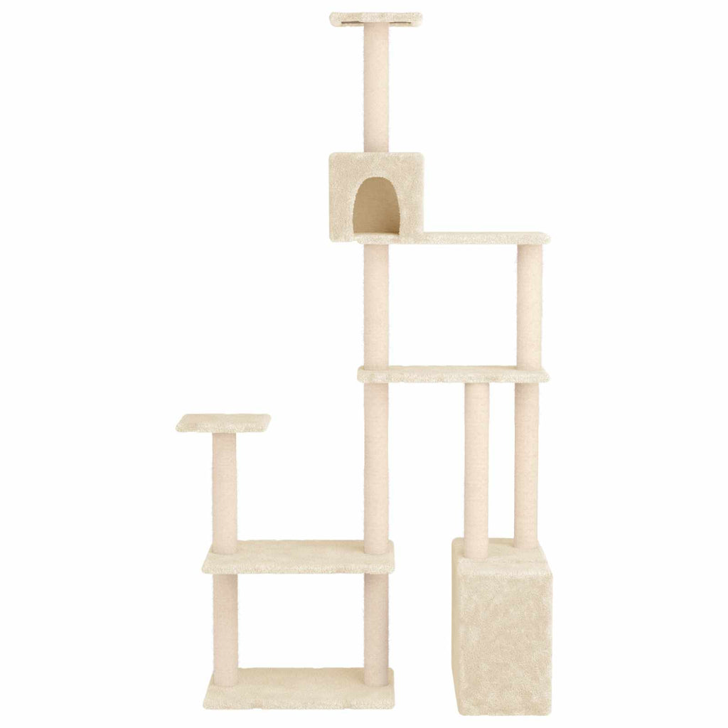 vidaXL Katzennbaum mit Sisal-Kratzsäulen Creme 177,5 cm