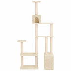 vidaXL Katzennbaum mit Sisal-Kratzsäulen Creme 177,5 cm